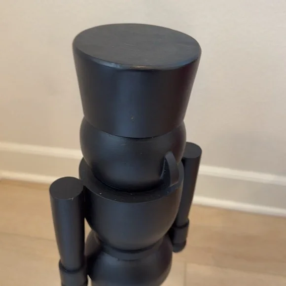 Christmas matte black nutcracker standing wood 24”